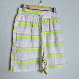 Frankie's Bikinis Pastel Stripe Bermuda Shorts in Yellow, Pink, Blue